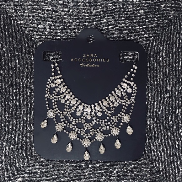 NWT ZARA Crystal Rhinestone Statement Necklace - Picture 2 of 2